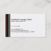 白いモダン背景に黒ストライプ色とサンゴ色の 名刺 (裏面)