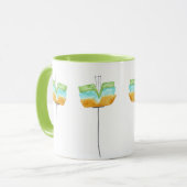 白いモダン花 マグカップ (正面左)