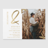 白いモダン金ゴールドアンパサンド写真の保存日付 (正面)