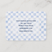 白いモダン青のチェッカーボードパターン 名刺 (裏面)