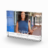 白いモダンHappy Retirement Keepsakeフォトブロック フォトブロック (右)