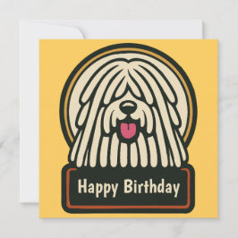 白いモフモフ犬の誕生日パーティー 招待状