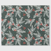 白いモミの枝 – クリスマスデコレーション ラッピングペーパー (フラット)