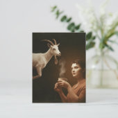 白いヤギとシュール茶 ポストカード (スタンド正面)