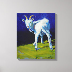 白いヤギの絵画 キャンバスプリント