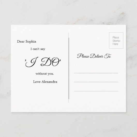 白いヤシが私の花嫁招待状 インビテーションポストカード (裏面)