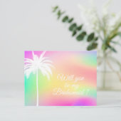 白いヤシが私の花嫁招待状 インビテーションポストカード (スタンド正面)