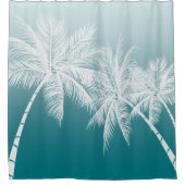 白いヤシの木あなたが選択カラーインスタントオンブレ シャワーカーテン (正面)