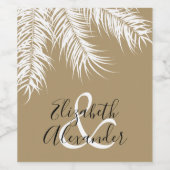 白いヤシの木の葉に暗い金ゴールドありがとう ワインラベル (シングルラベル)