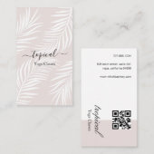 白いヤシの水色ヨガ葉クラスのクラス 名刺 (正面/裏面)