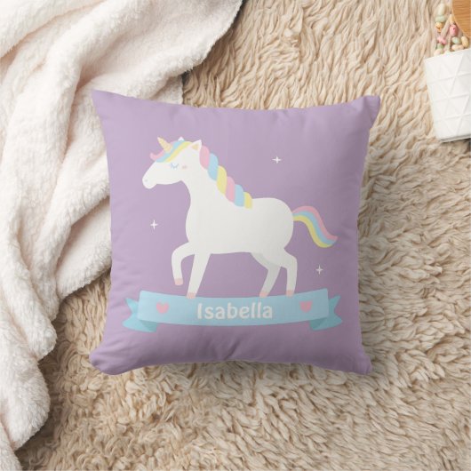 白いユニコーンの女の子部屋の装飾の装飾用クッション クッション (ブランケット)