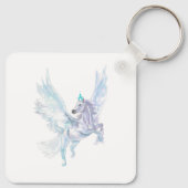 白いユニコーン最高のの姉妹の写真 キーホルダー (裏面)