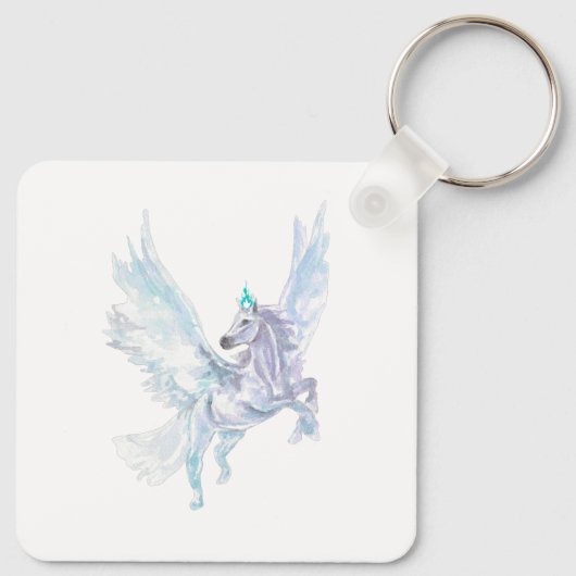 白いユニコーン最高のの姉妹の写真 キーホルダー (裏面)