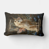 白いユニコーン ピンクの蝶の翼を持つ妖精の馬 ランバークッション (正面)