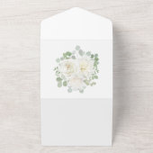 白いユニークバラと緑のパーティー オールインワン招待状 (外側)