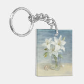 白いユリおよび貝 キーホルダー (正面左)