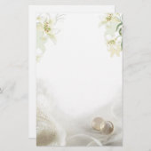 白いユリとリングの結婚文房具 便箋 (正面/裏面)