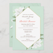 白いユリと優しいミントのブライダルシャワー招待状 招待状 (正面/裏面)