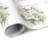 白いユリと緑の葉のウェディングブーケ ラッピングペーパー (ロールコーナー)