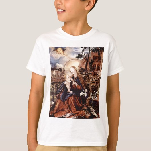 白いユリと聖夜 - クリスマスの魔法 Tシャツ (正面)