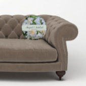 白いユリのウェディング カップル名 フラワーズ ラウンドクッション