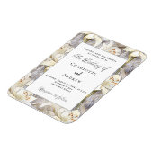 白いユリのシルバー レトロ ウェディング 招待状 マグネット (左側)