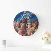 白いユリの天使 ラージ壁時計 (ホーム)