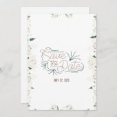 白いユリの水彩画 Save the Date 招待状 (正面/裏面)