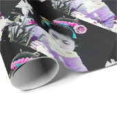 白いユリの白百合をくんくんかいでいるヴィンテージの芸者 ラッピングペーパー (ロールコーナー)