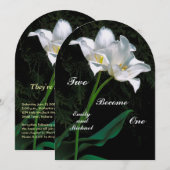 白いユリの絡み合い/「二つは一つになる」 招待状 (正面/裏面)