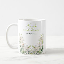 白いユリの花の結婚式 コーヒーマグカップ