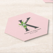 白いユリの花束 フローラル モノグラム 紙コースター (アングル)