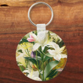 白いユリの花 キーホルダー (正面)
