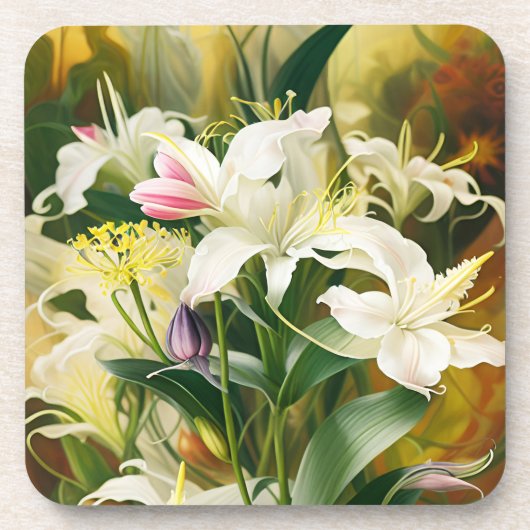白いユリの花 コースター (正面)