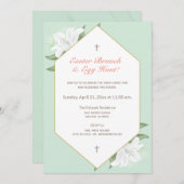 白いユリ及び穏やかで真新しいイースターブランチの招待 招待状 (正面/裏面)