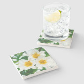 白いユリ - 愛の象徴 ストーンコースター (横)