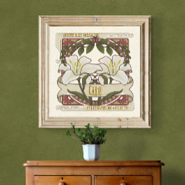 白いユリ – 花の意味ヴィンテージ-スタイルポスター ポスター