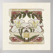 白いユリ – 花の意味ヴィンテージ-スタイルポスター ポスター (正面)