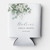 白いユーカリの花のウェディングシャワーのお favors 缶クーラー (正面)