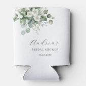 白いユーカリの花のウェディングシャワーのお favors 缶クーラー (裏面)