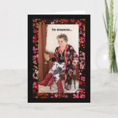 白いユーモアのあるクリスマスの夢を見る カード (正面)