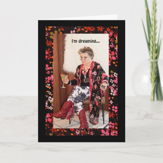 白いユーモアのあるクリスマスの夢を見る カード (正面)