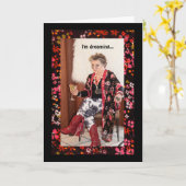 白いユーモアのあるクリスマスの夢を見る カード (黄色い花)