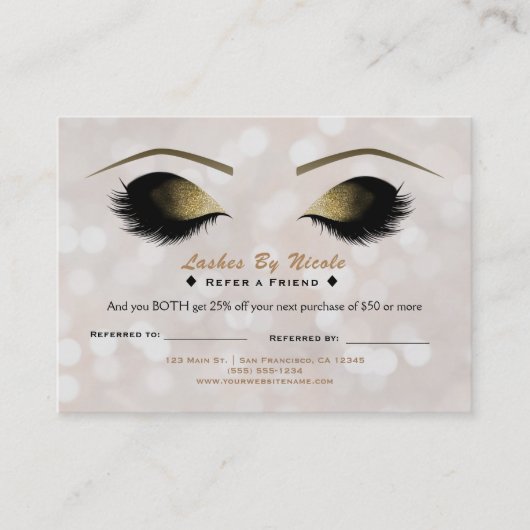 白いライトのメイクアップまつりを参照する友人のアフターケア 紹介カード (正面)