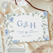 白いライトソフトペーストブルーフラワーズ結婚フローラ ゲストブック