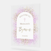 白いライラックの花 洗礼 お迎え看板 アクリルサイン (傾斜)