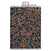 白いラインに不規則な茶色がかったワインモザイクの混乱 フラスク (裏面)