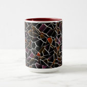 白いラインに不規則な茶色がかったワインモザイクの混乱 マグカップ (中央)