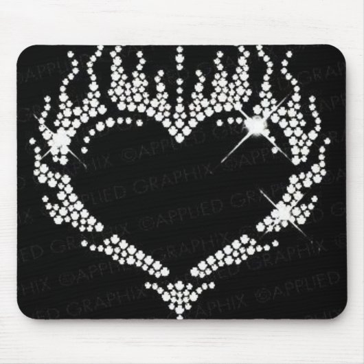 白いラインストーンのハートのマウスパッド マウスパッド (正面)