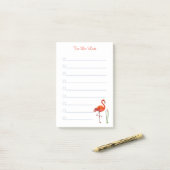 白いライン付きの赤いフラミンゴ&書道 ポストイット (デスク上)